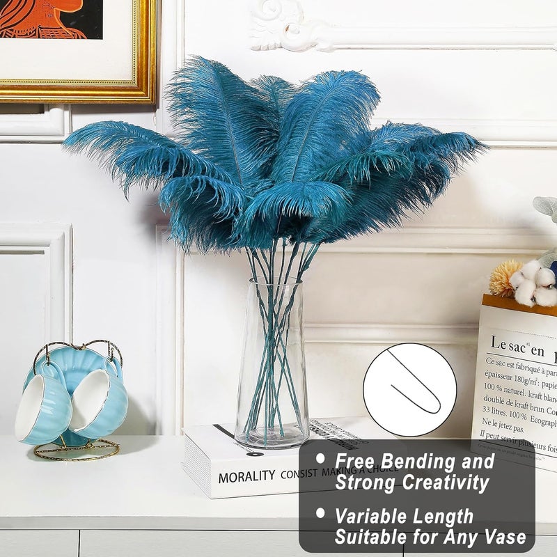 Holmgren Turquoise Ostrich Feathers Bulk - 20pcs Making Kit 22 Inch Boho Ostrich Feathers for Vase, Floral Arrangement, Wedding Party Centerpieces and Home Decorations (Turquoise) - Image 2